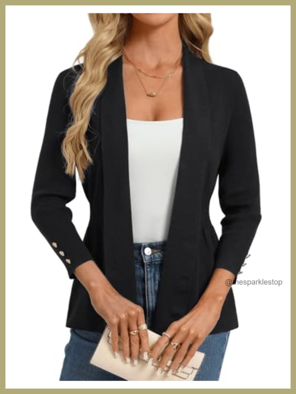 Women's Peplum Cardigan Open Front 3/4 Sleeve Sweater